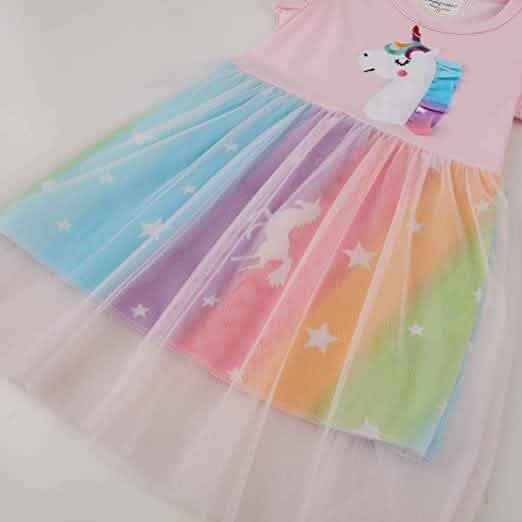 Girl's Cotton Casual Unicorn Dress
