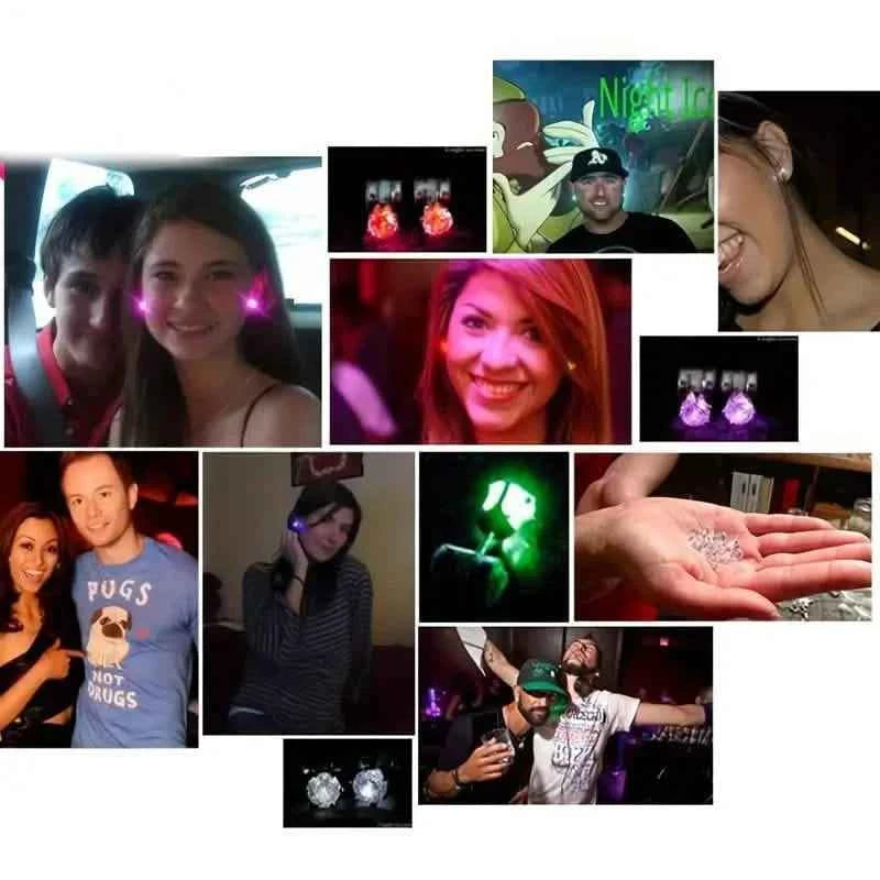Glowing Rainbow LED Earrings: Color-Changing Ear Drop Pendants with Light-Up Crown Studs