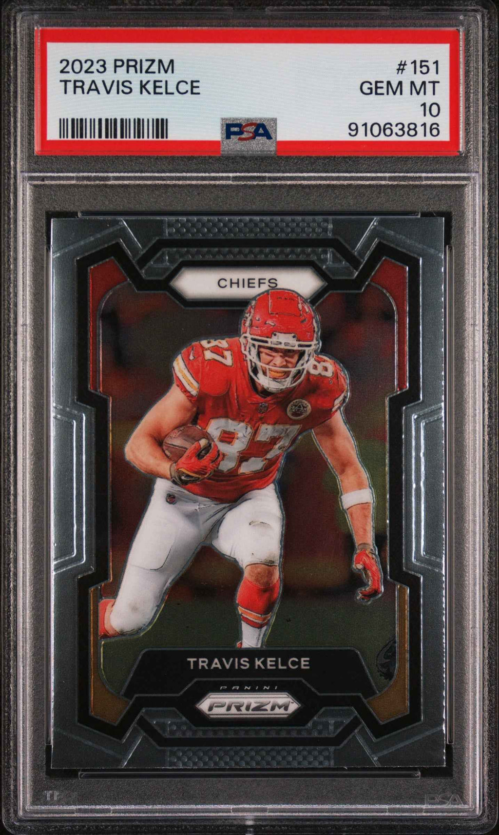 Graded 2023 Panini Prizm Travis Kelce #151 Football Card PSA 10 Gem Mint