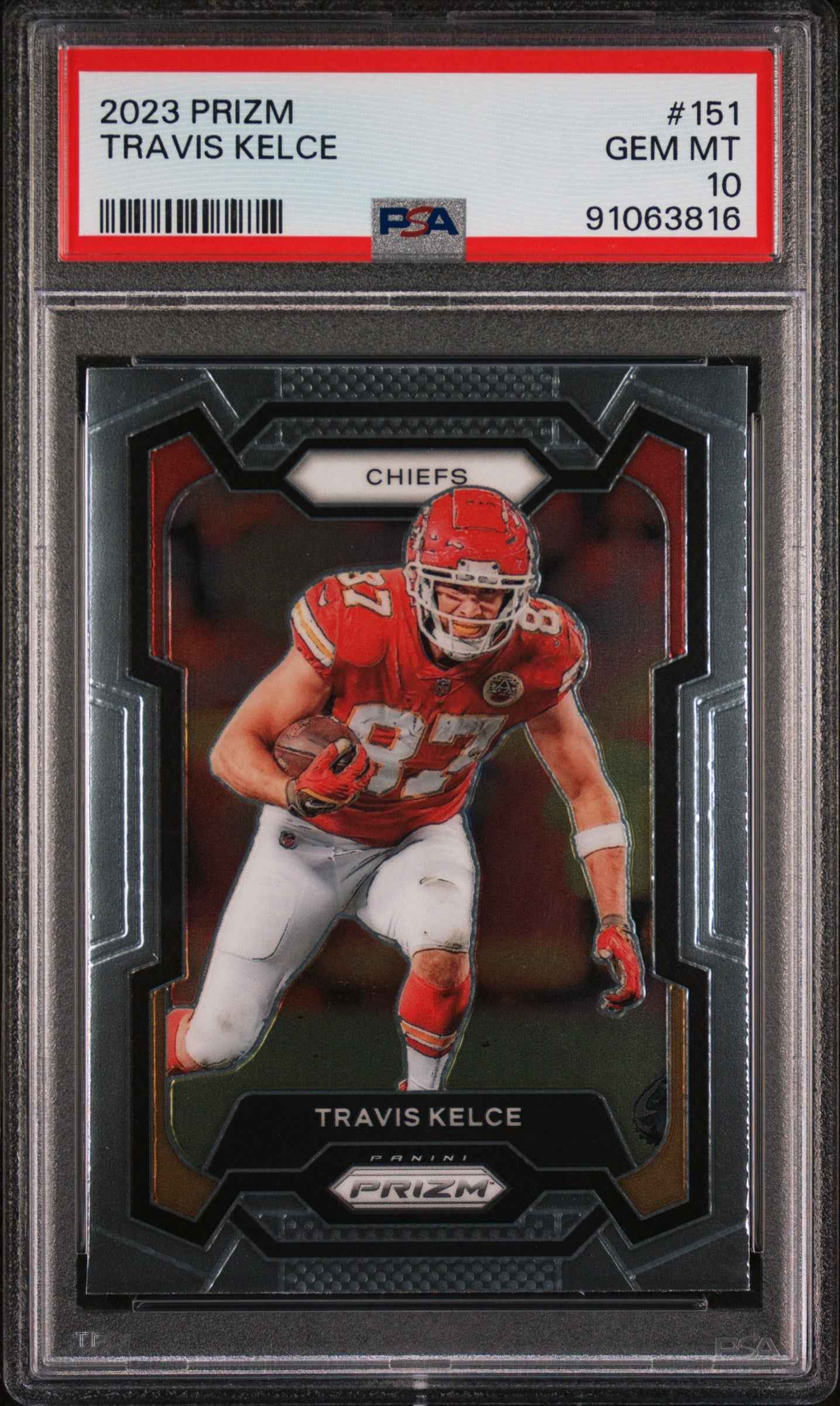 Graded 2023 Panini Prizm Travis Kelce #151 Football Card PSA 10 Gem Mint