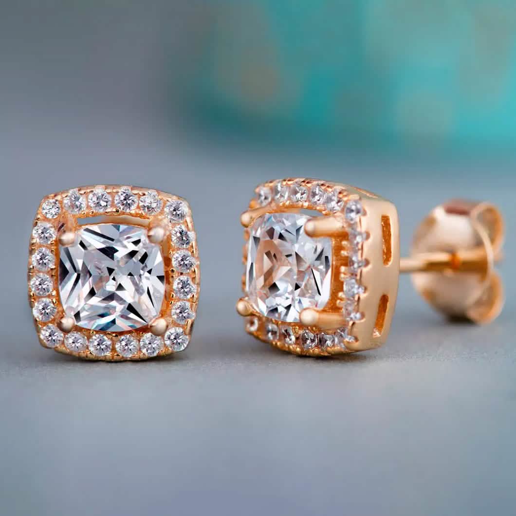 Halo Diamond Stud Earrings