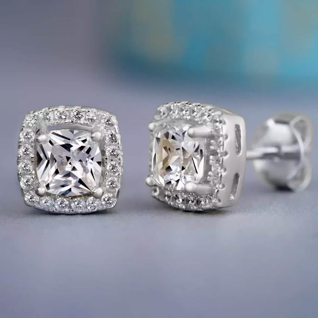 Halo Diamond Stud Earrings