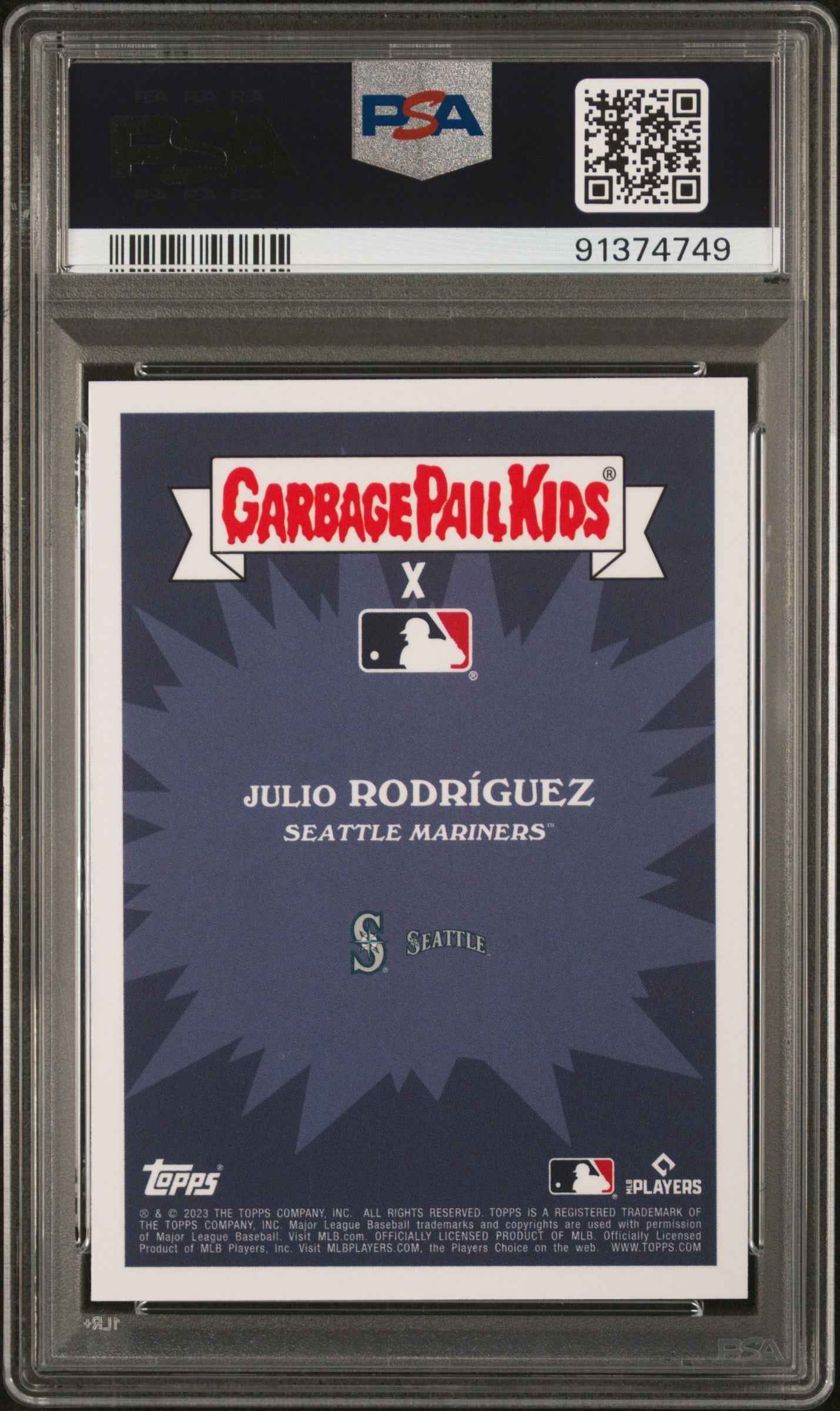 Graded 2023 Topps Garbage Pail Kids Julio Rodriguez #3A Julio Rod & Reel Baseball Card PSA 10 Gem Mint