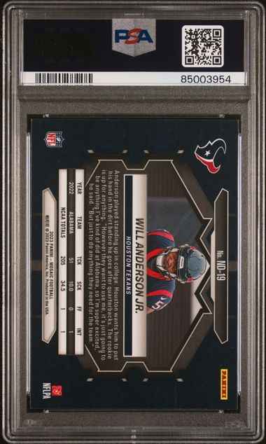 Graded 2023 Panini Mosaic Will Anderson #ND19 NFL Debut Rookie RC Football Card PSA 10 Gem Mint