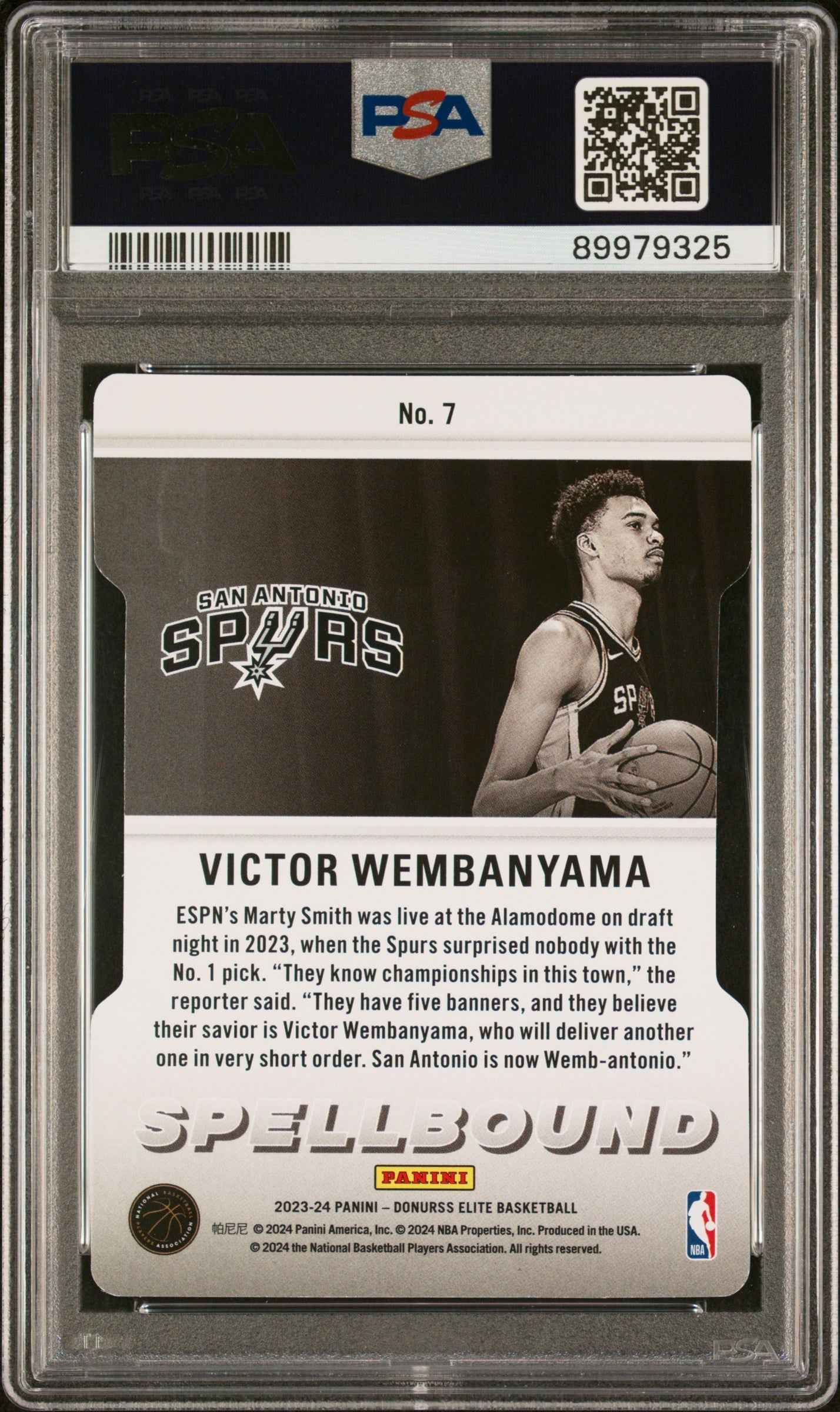 Graded 2023 Panini Donruss Elite Victor Wembanyama #7 Spellbound Orange DC Rookie RC Basketball Card PSA 10 Gem Mint