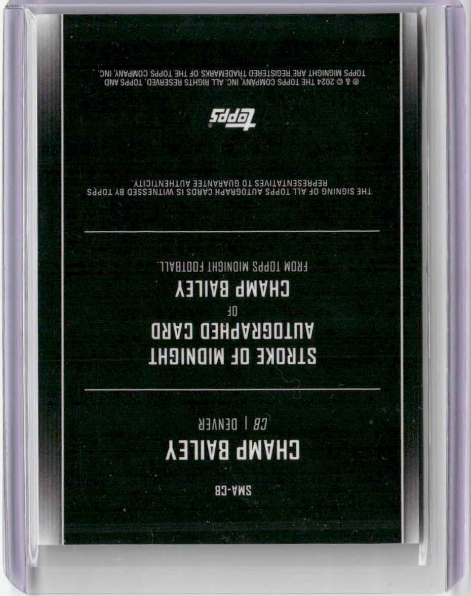 2024 Topps Midnight Stroke of Midnight Champ Bailey #SMA-CB Autograph Football Card
