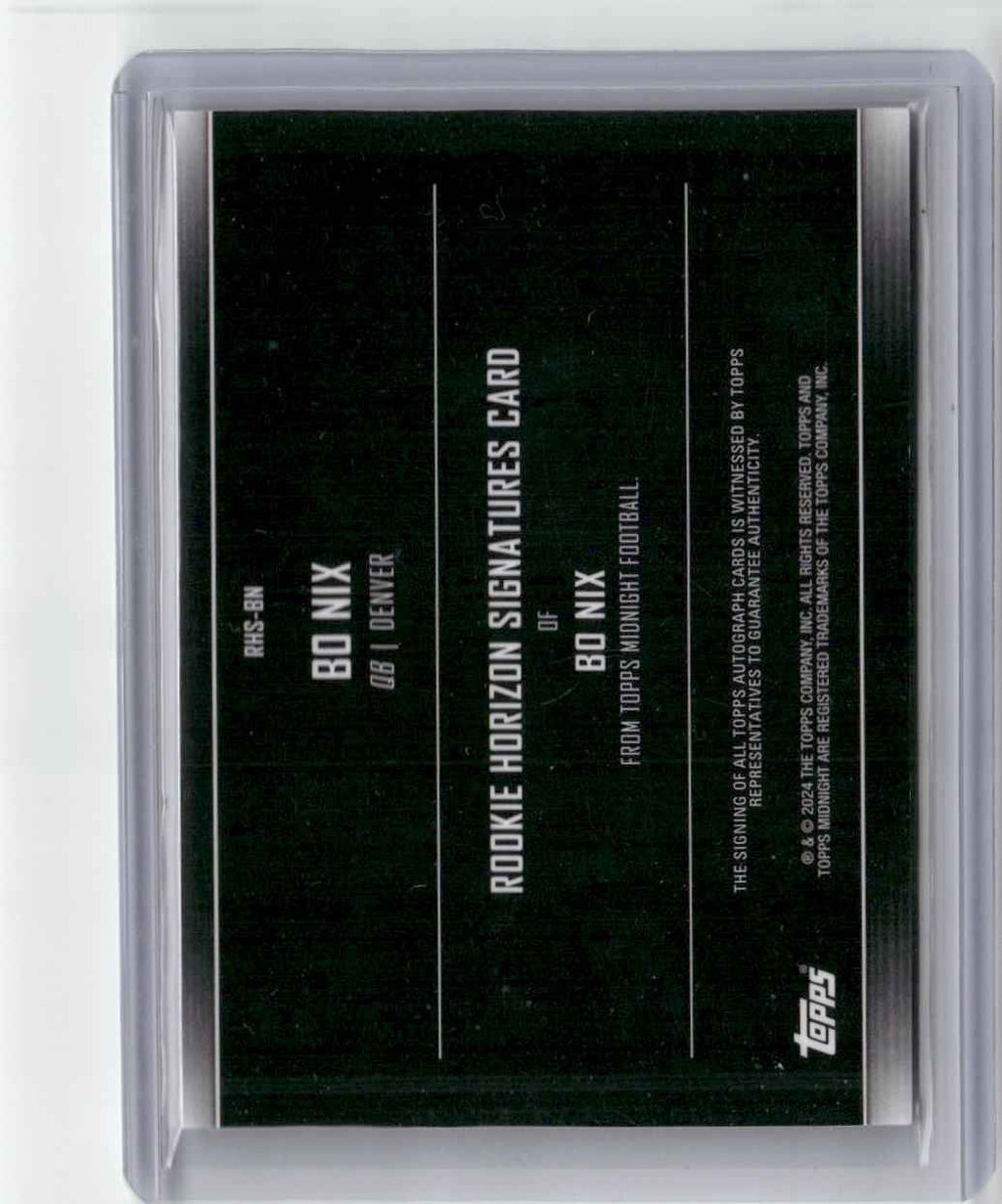 2024 Topps Midnight Rookie Horizons Bo Nix #RHS-BN Autograph Denver Broncos Rookie RC Football Card