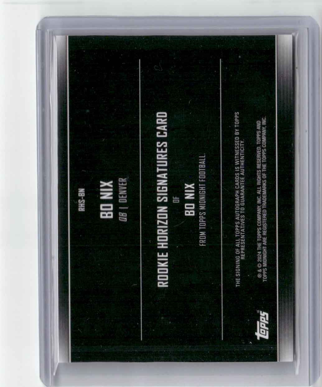 2024 Topps Midnight Rookie Horizons Bo Nix #RHS-BN Autograph Denver Broncos Rookie RC Football Card