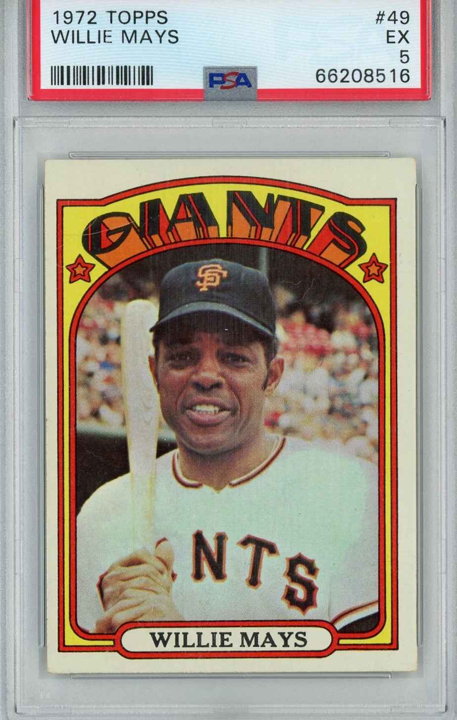 Graded 1972 Topps Willie Mays #49 Baseball Card PSA 5 Excellent
