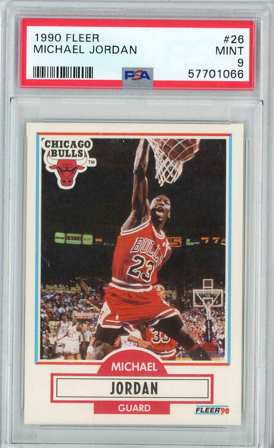 Graded 1990 Fleer Michael Jordan #26 Basketball Card PSA 9 Mint