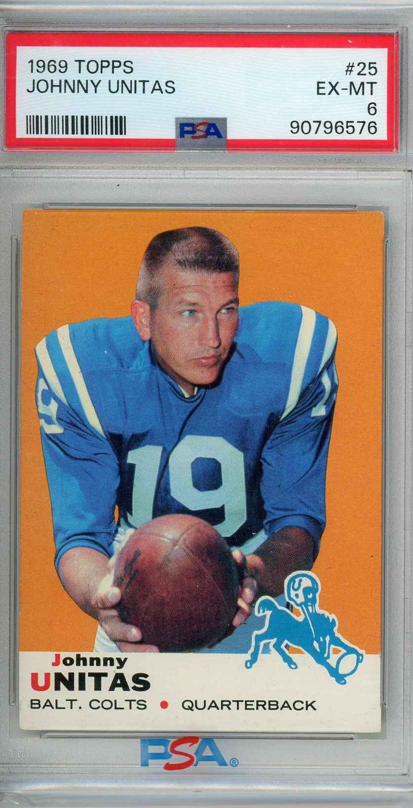 Graded 1969 Topps John Johnny Unitas #25 Football Card PSA 6 EX-MT