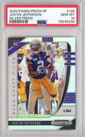 Graded 2020 Panini Draft Picks Justin Jefferson #126 Silver Prizm Rookie RC Football Card PSA 10 Gem Mint