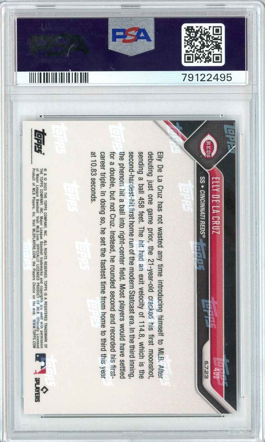 Graded 2023 Topps Now Elly De La Cruz #400 Rookie RC Baseball Card PSA 10 Gem Mint