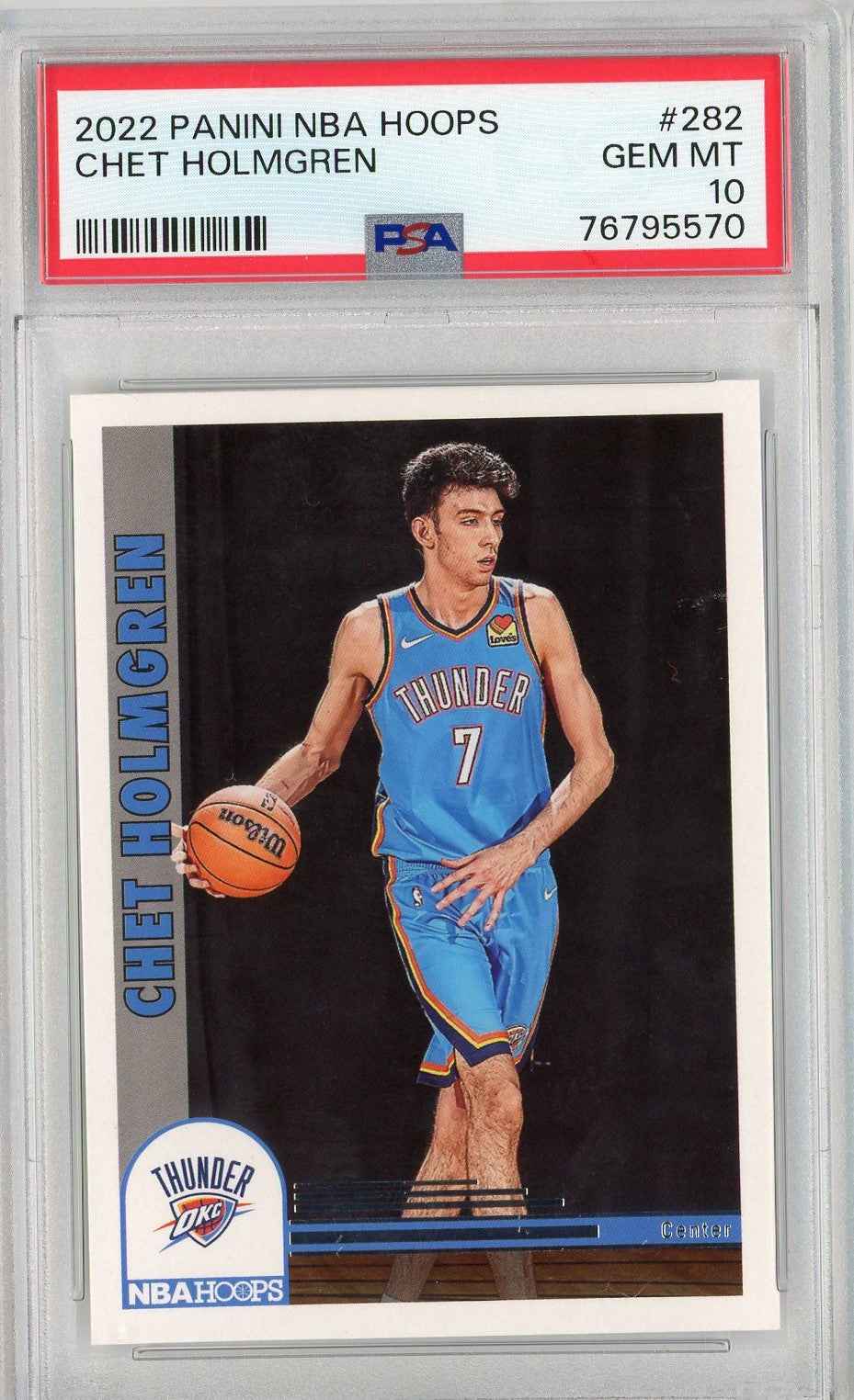 Graded 2022 Panini NBA Hoops Chet Holmgren #282 Rookie RC Basketball Card PSA 10 Gem Mint