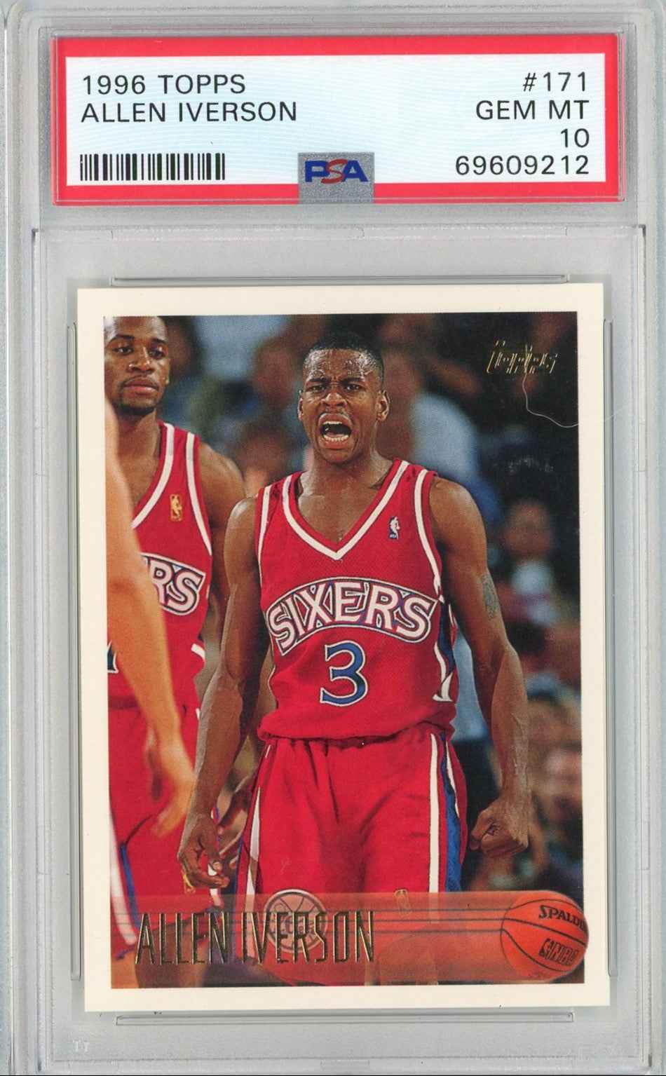 Graded 1996 Topps Allen Iverson #171 Rookie RC Basketball Card PSA 10 Gem Mint