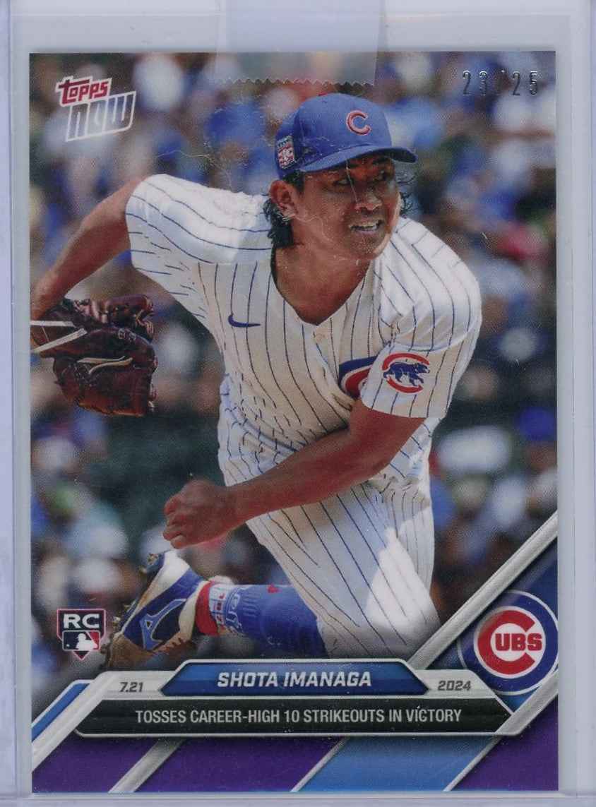 2024 Topps Now Shota Imanaga #453 Purple #/25 Rookie RC Baseball Card