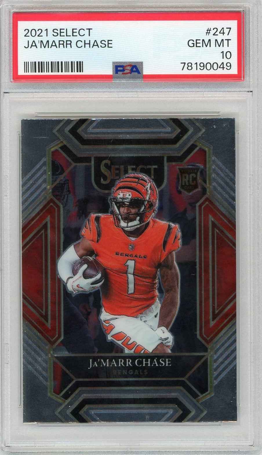 Graded 2021 Panini Select Ja'Marr Chase #247 Rookie RC Football Card PSA 10 Gem Mint