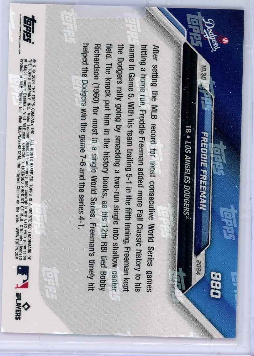 2024 Topps Now Freddie Freeman #880 Red /10 Los Angeles Dodgers Baseball Card