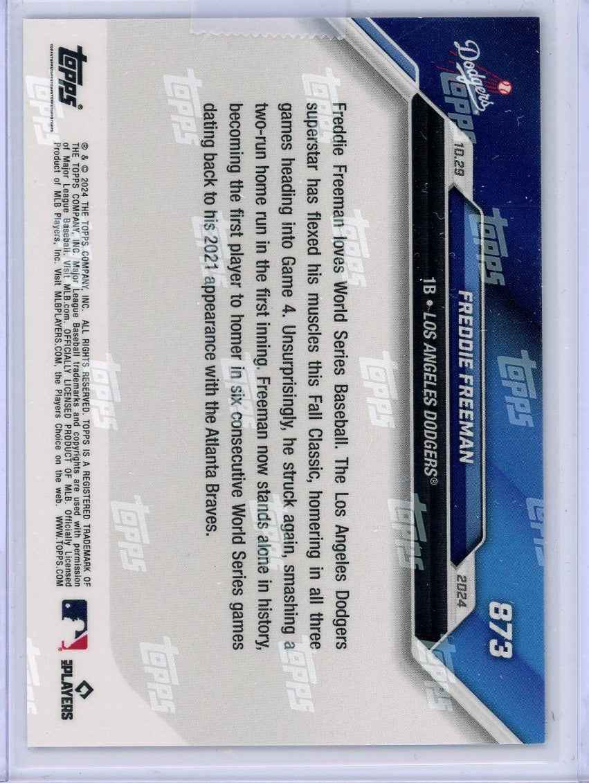 2024 Topps Now Freddie Freeman #873 Purple #/25 Los Angeles Dodgers Baseball Card