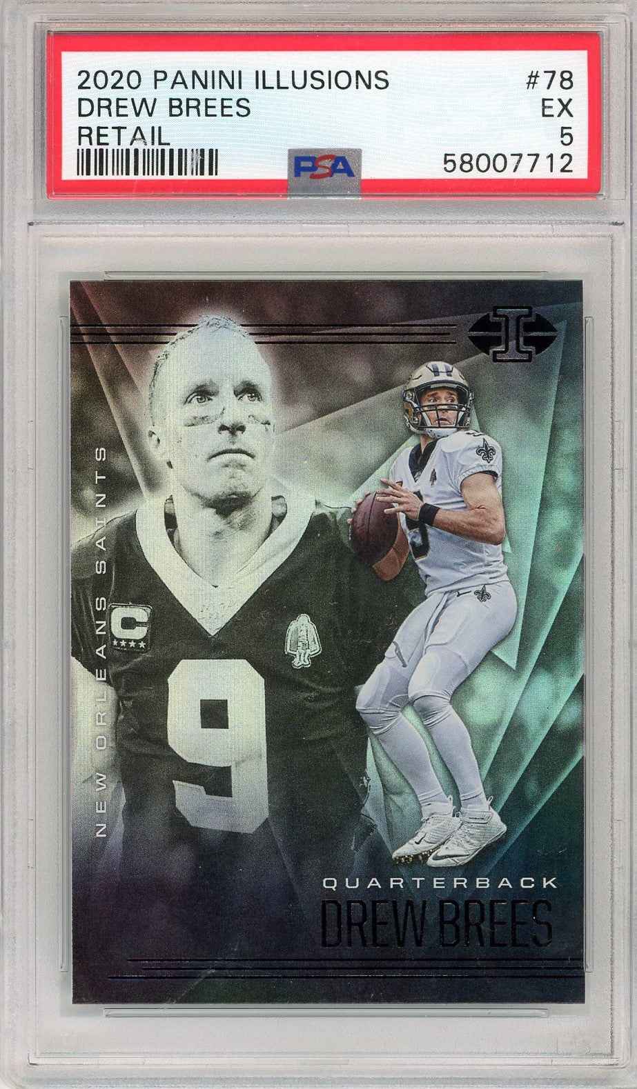 Graded 2020 Panini Illusions Drew Brees #78 Retail Football Card PSA 5 EX