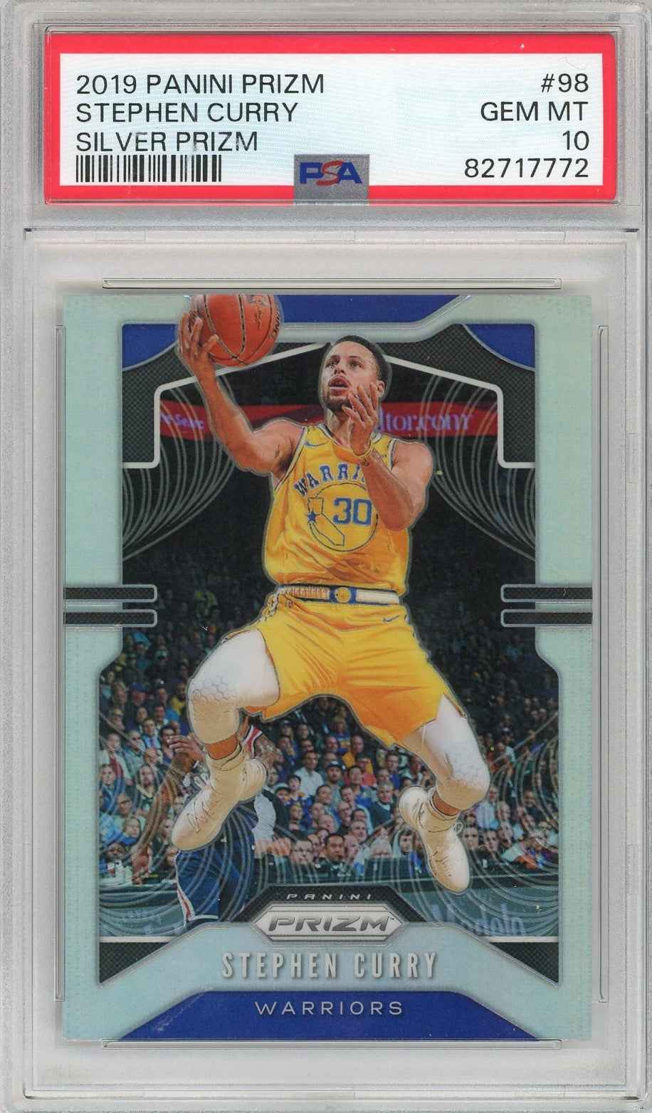 Graded 2019 Panini Prizm Stephen Curry #98 Silver Prizm Basketball Card PSA 10 Gem Mint
