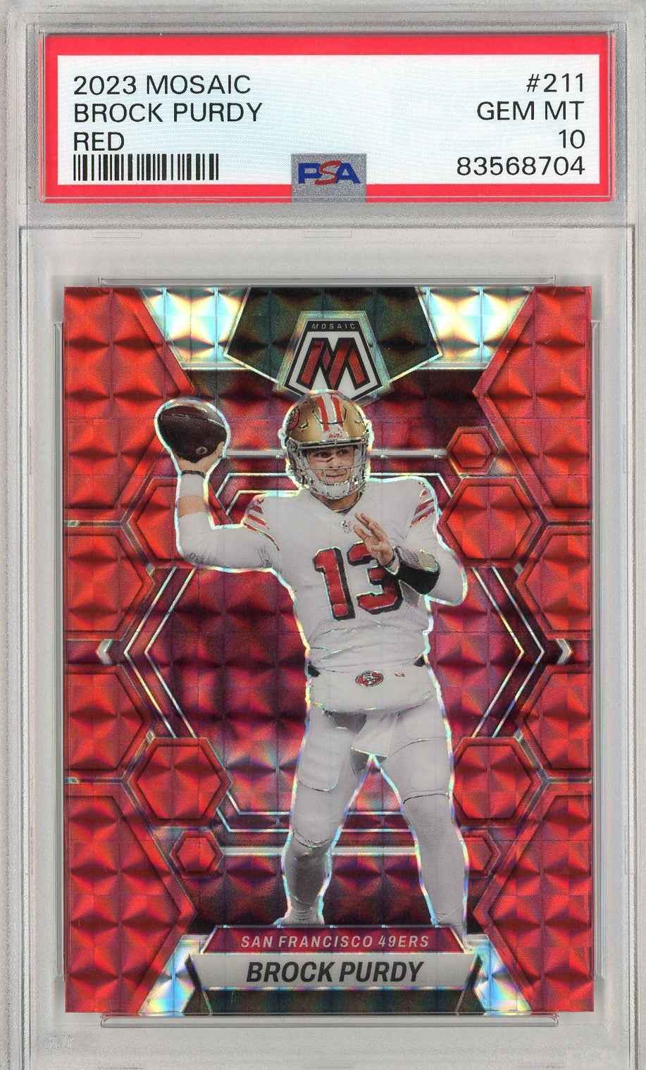 Graded 2023 Panini Mosaic Brock Purdy #211 Red Football Card PSA 10 Gem Mint