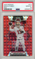 Graded 2023 Panini Mosaic Brock Purdy #211 Red Football Card PSA 10 Gem Mint