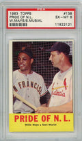Graded 1963 Topps Pride of NL Willie Mays Stan Musial #138 Baseball Card PSA 6 EX-MT