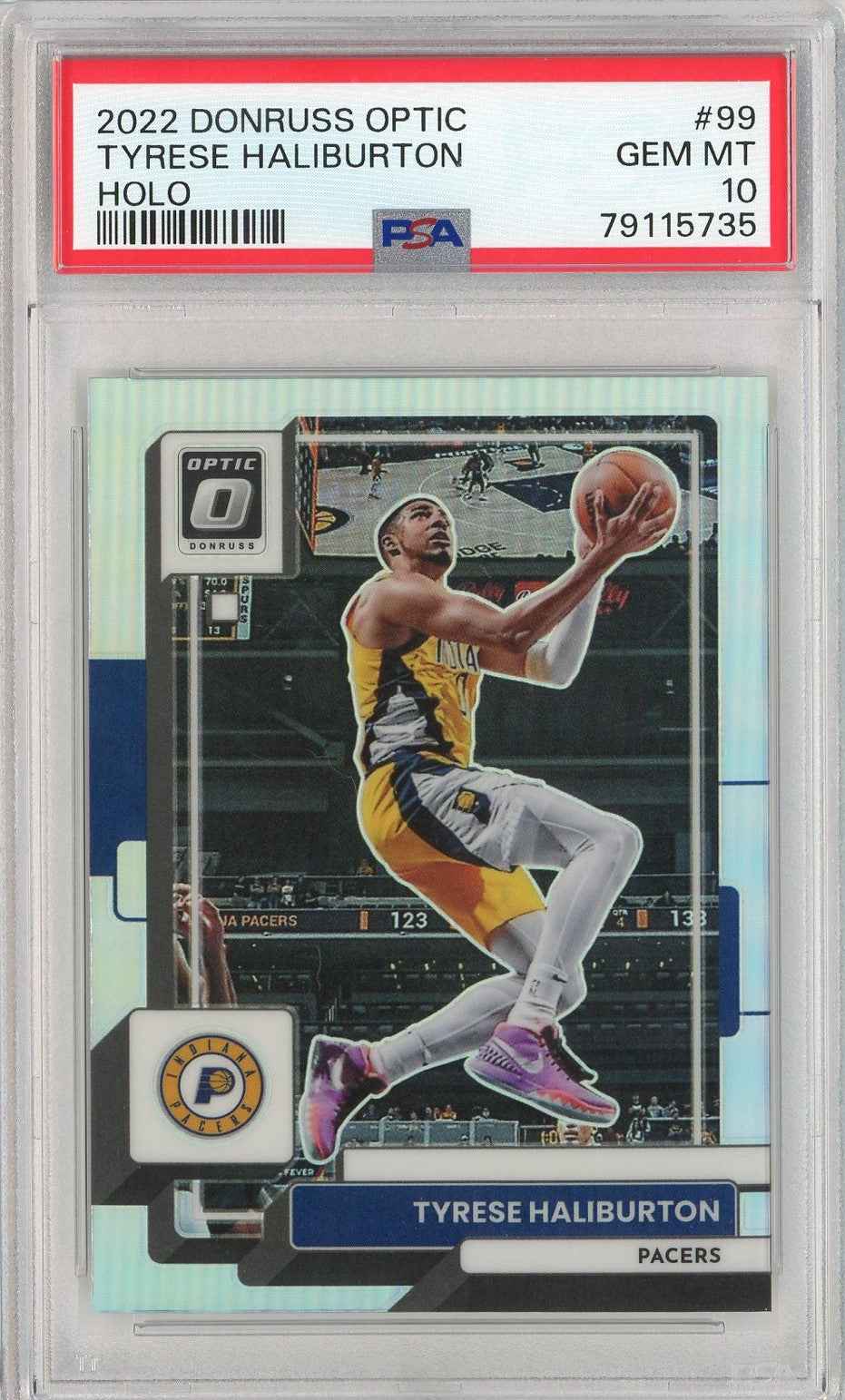 Graded 2022 Donruss Optic Tyrese Haliburton #99 Holo Basketball Card PSA 10 Gem Mint