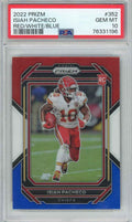 Graded 2022 Panini Prizm Isiah Pacheco #352 Red/White/Blue Rookie RC Football Card PSA 10 Gem Mint