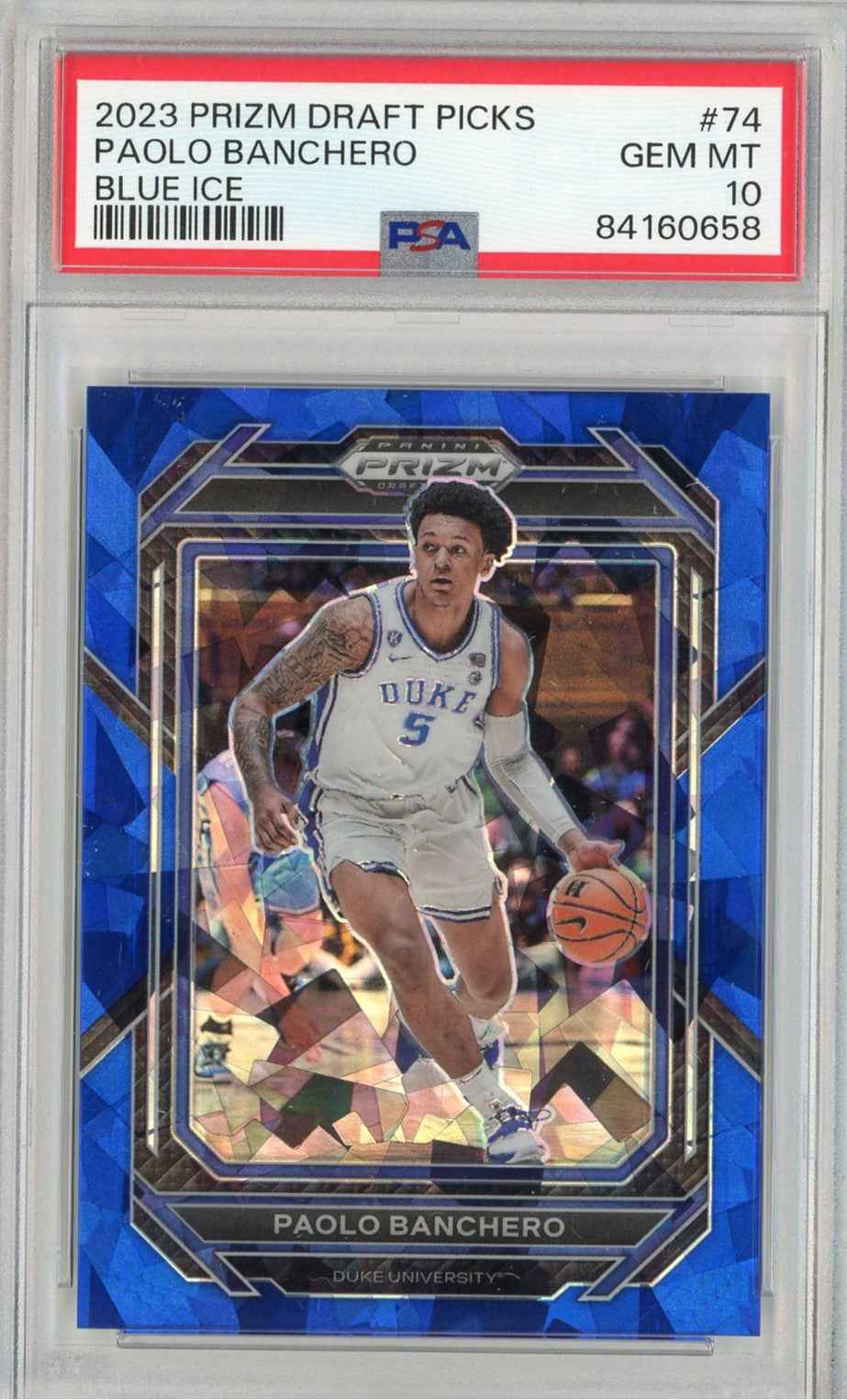 Graded 2023 Prizm Draft Picks Paolo Banchero #74 Blue Ice Rookie RC Basketball Card PSA 10 Gem Mint