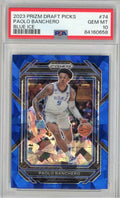 Graded 2023 Prizm Draft Picks Paolo Banchero #74 Blue Ice Rookie RC Basketball Card PSA 10 Gem Mint