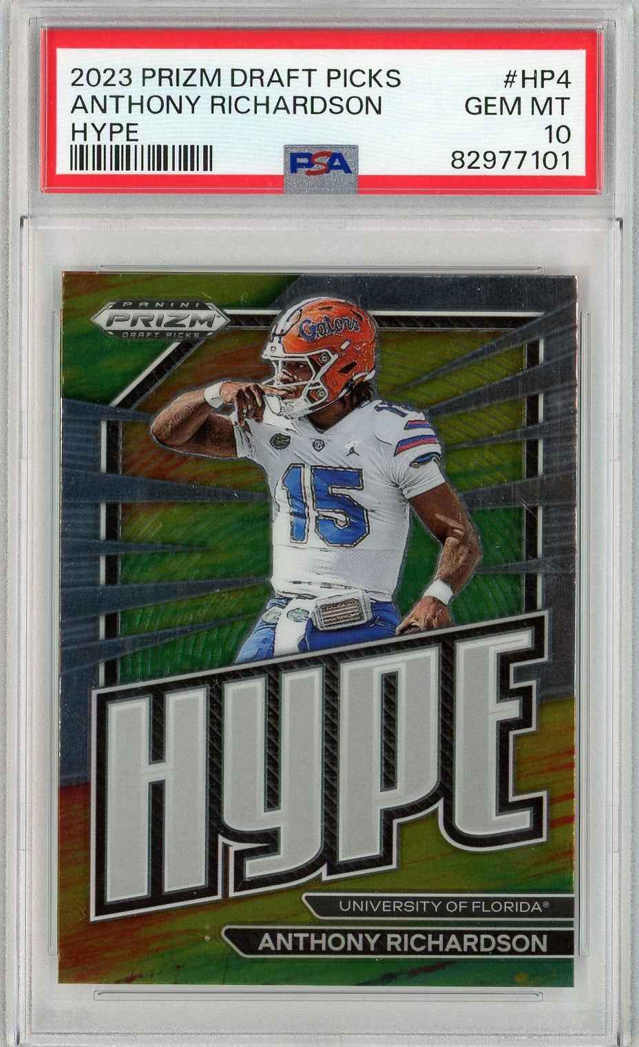 Graded 2023 Prizm Draft Picks Anthony Richardson #HP4 Hype Rookie RC Football Card PSA 10 Gem Mint