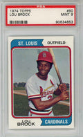 Graded 1974 Topps Lou Brock #60 Baseball Card PSA 9 Mint