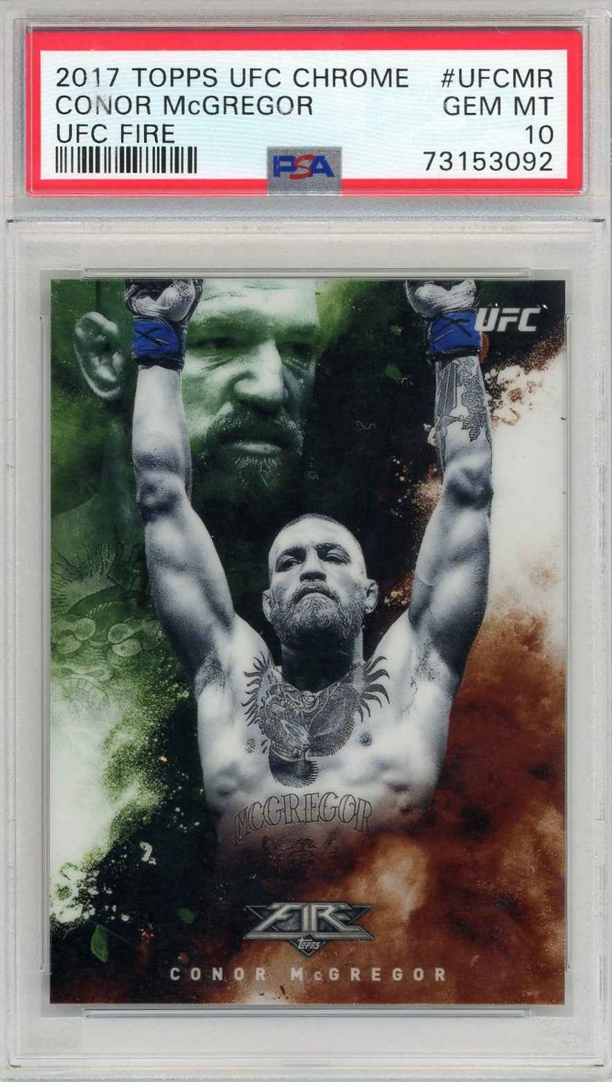 Graded 2017 Topps Chrome Conor McGregor #UFCMR Fire UFC MMA Card PSA 10 Gem Mint