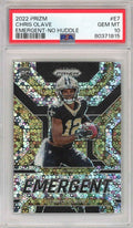 Graded 2022 Panini Prizm Chris Olave #E7 Emergent No Huddle Rookie RC Football Card PSA 10 Gem Mint