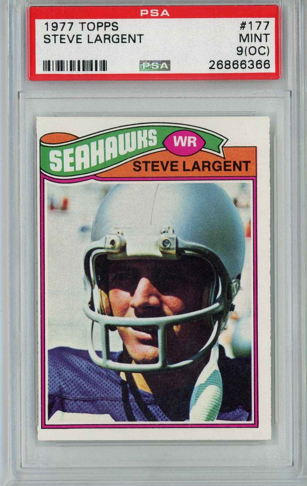 Graded 1977 Topps Steve Largent #177 Rookie RC Football Card PSA 9 OC Mint