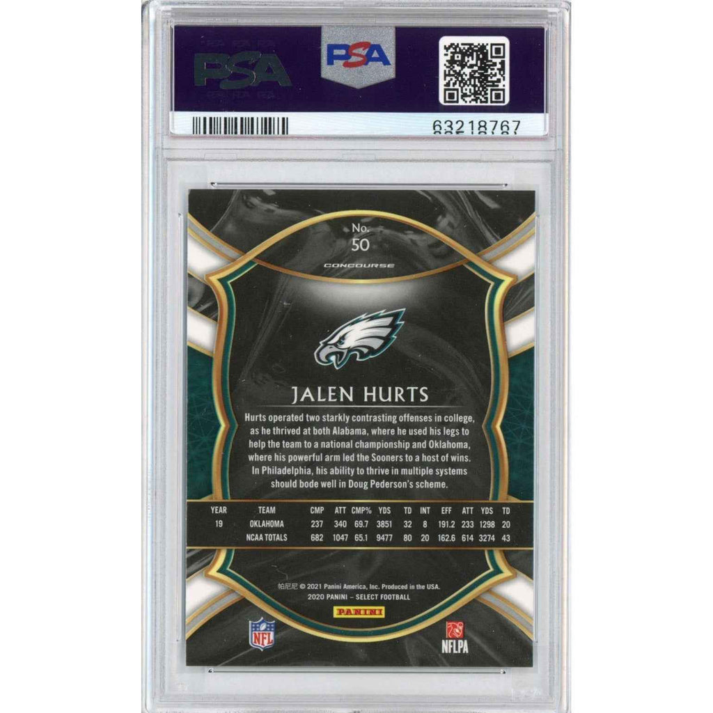 Graded 2020 Panini Select Jalen Hurts #50 Rookie RC Football Card PSA 10 Gem Mint