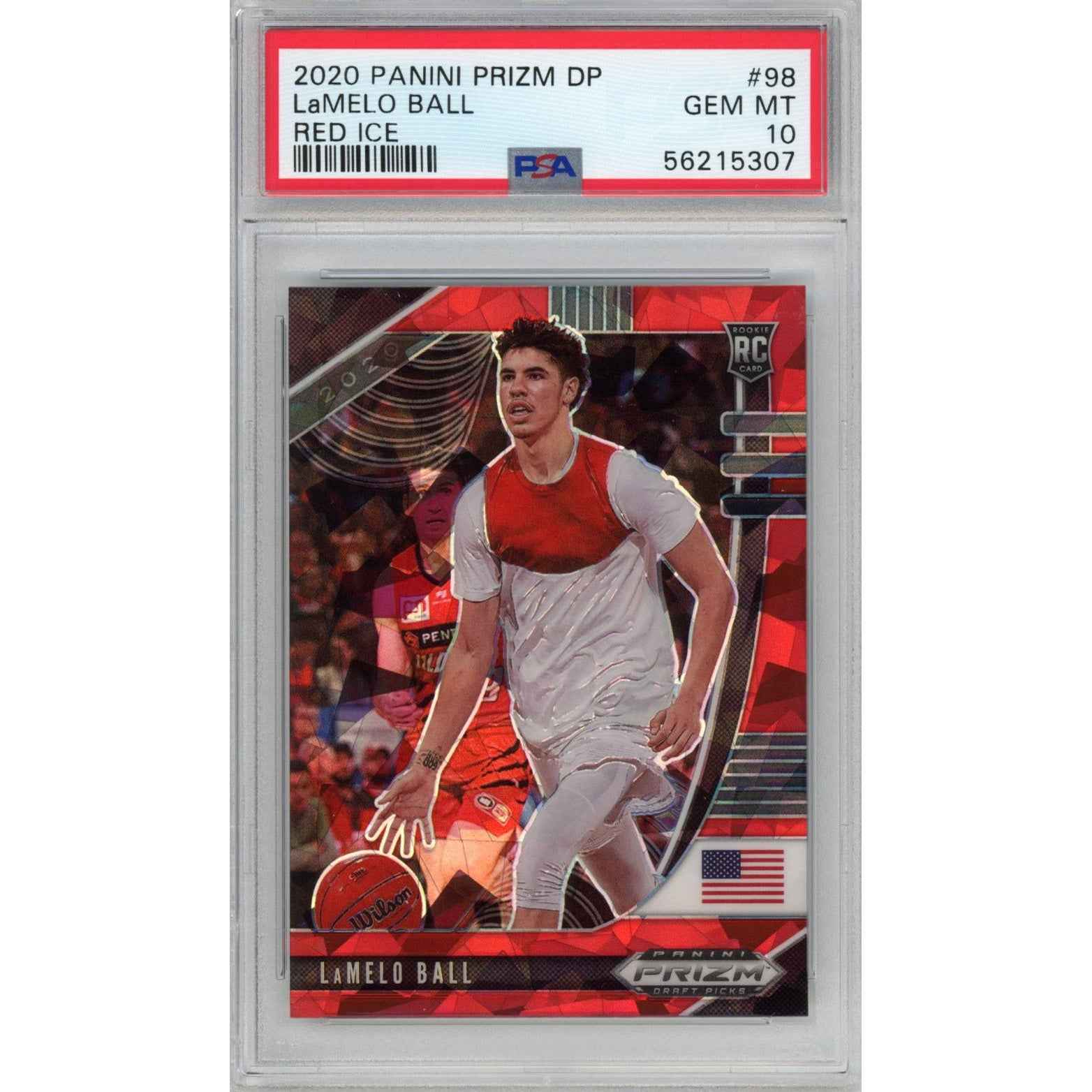 Graded 2020-21 Panini Prizm LaMelo Ball #83 Red Ice Rookie RC Basketball Card PSA 10 Gem Mint