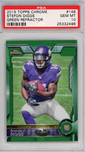 Graded 2015 Topps Chrome Stefon Diggs #148 Green Refractor Rookie RC Football Card PSA 10 Gem Mint