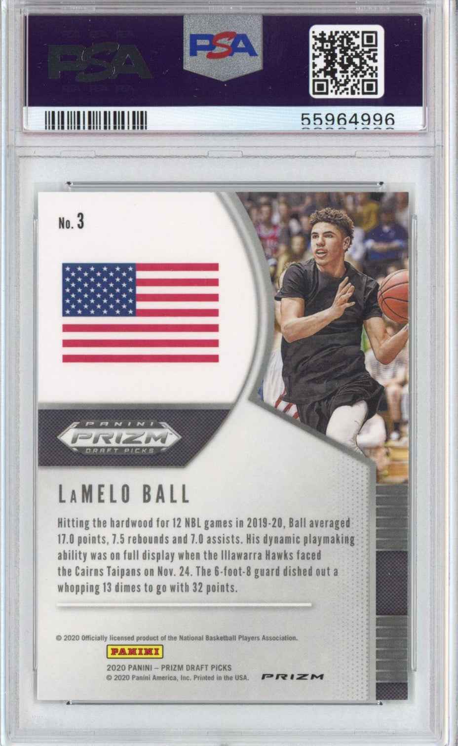 Graded 2020-21 Panini Prizm DP Draft Picks LaMelo Ball #3 Green Prizm Rookie RC Basketball Card PSA 10 Gem Mint