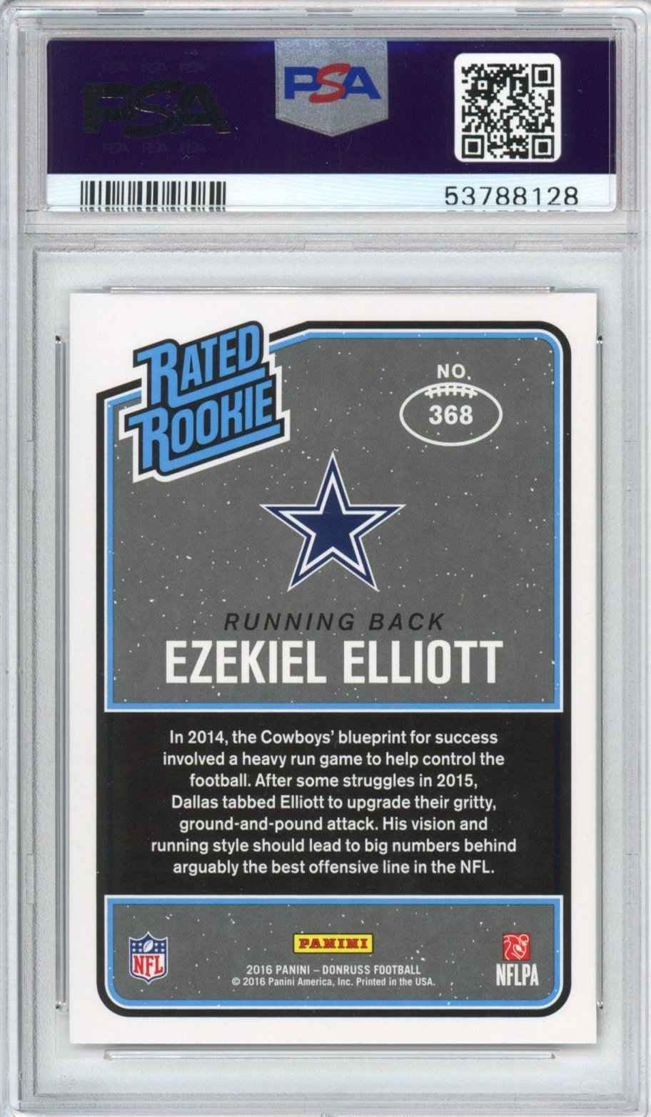 Graded 2016 Panini Donruss Ezekiel Elliott #368 Rookie RC Football Card PSA 10 Gem Mint