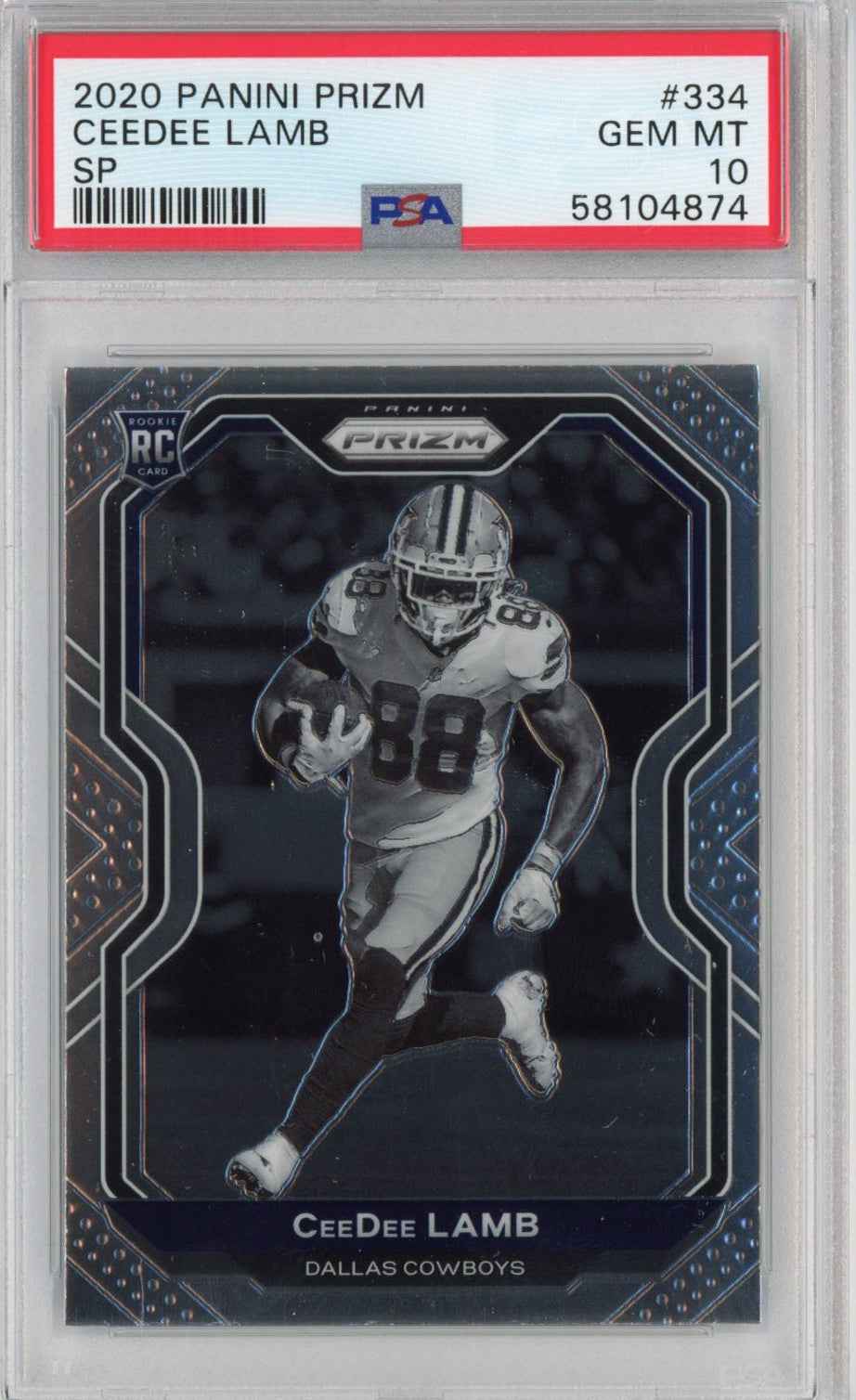 Graded 2020 Panini Prizm CeeDee Lamb #334 SP Rookie RC Football Card PSA 10 Gem Mint