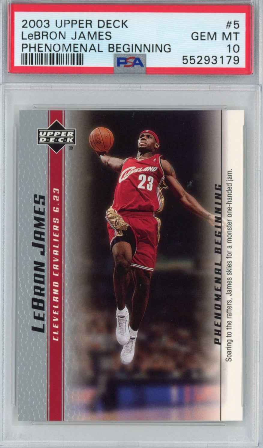 Graded 2003-04 Upper Deck UD LeBron James #5 Phenomenal Beginning Rookie RC Basketball Card PSA 10 Gem Mint