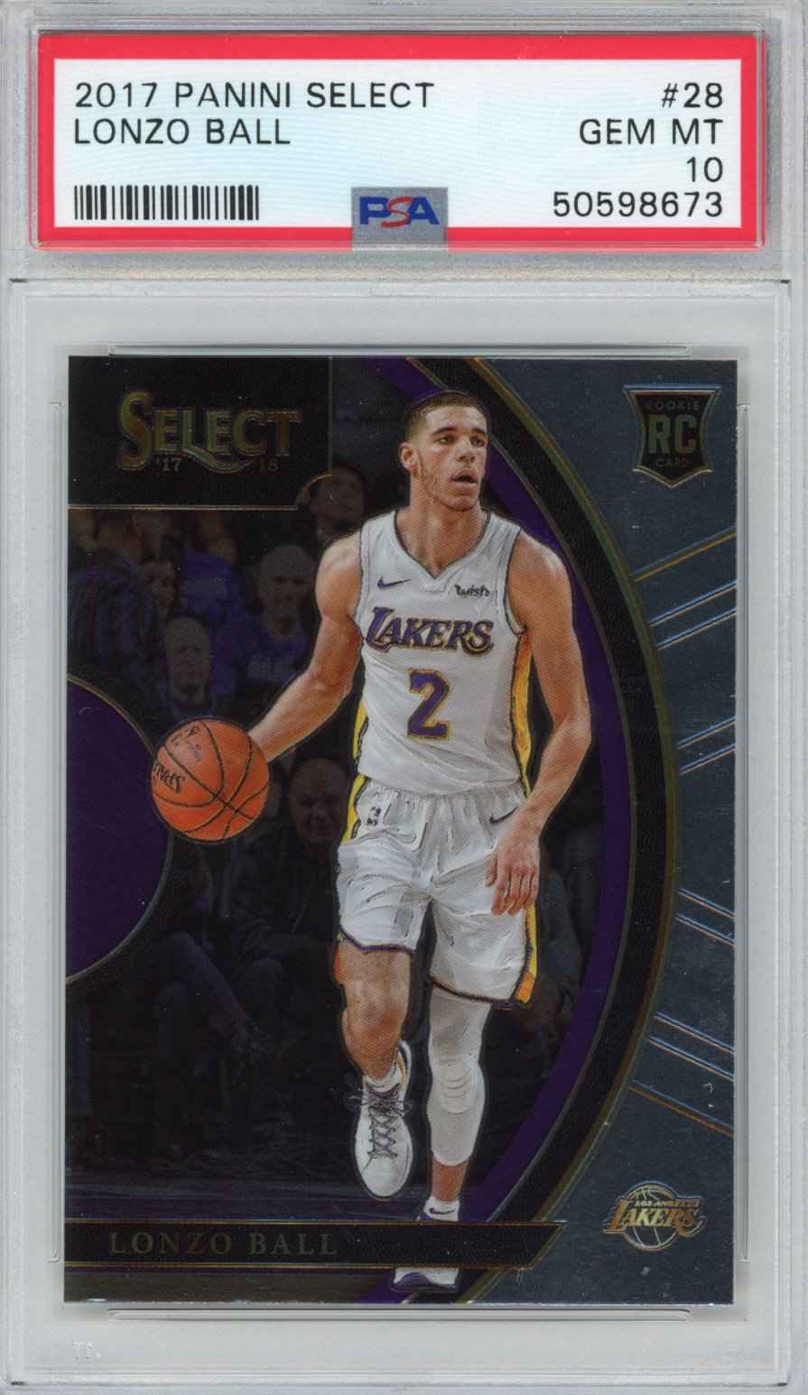 Graded 2017-18 Panini Select Lonzo Ball #28 Rookie RC Basketball Card PSA 10 Gem Mint
