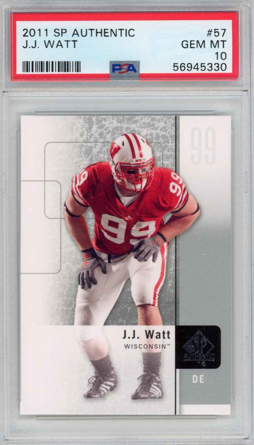 Graded 2011 Upper Deck UD SP Authentic JJ J.J. Watt #57 Rookie RC Football Card PSA 10 Gem Mint