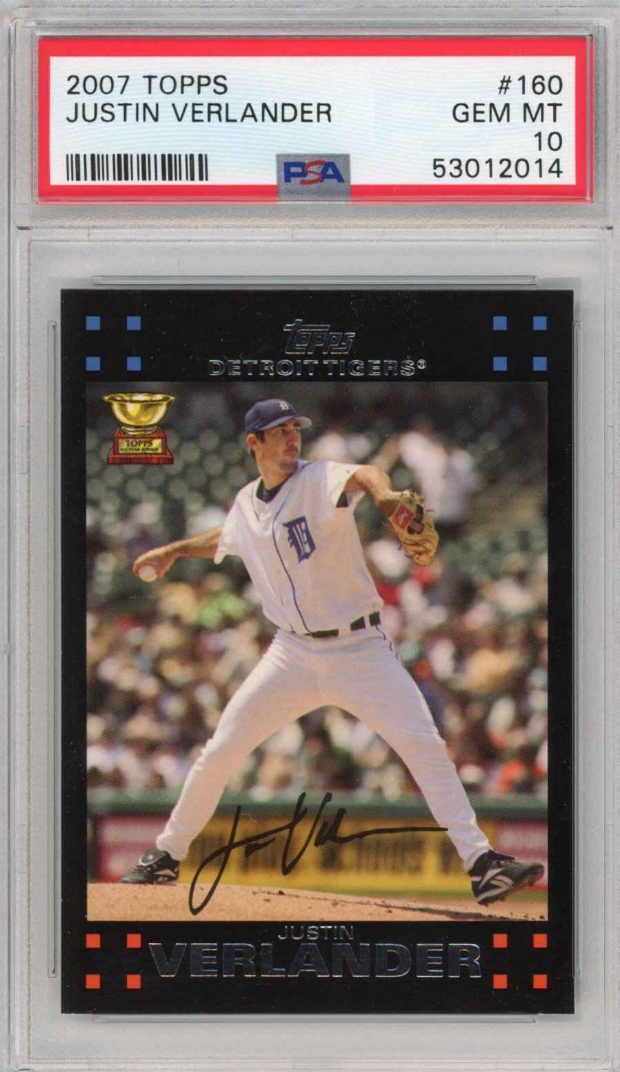 Graded 2007 Topps Justin Verlander #160 Rookie Cup RC Baseball Card PSA 10 Gem Mint
