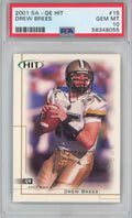 Graded 2001 Sage SA-GE Hit Drew Brees #15 Rookie RC Football Card PSA 10 Gem Mint