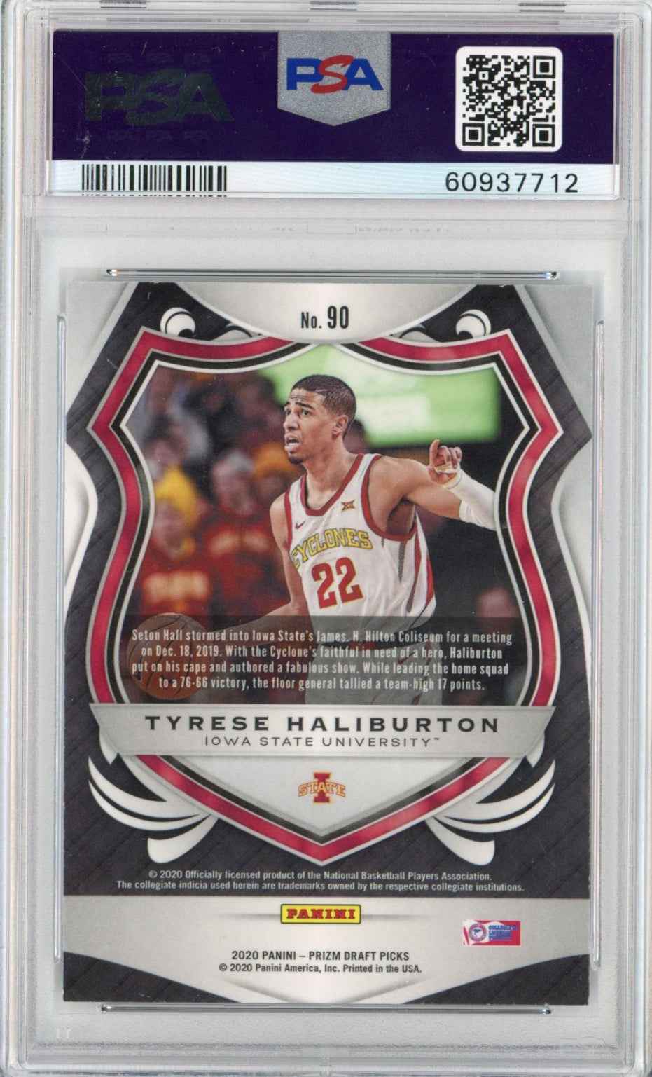 Graded 2020-21 Panini Prizm Draft Picks DP Tyrese Haliburton #90 Crusade Rookie RC Basketball Card PSA 10 Gem Mint