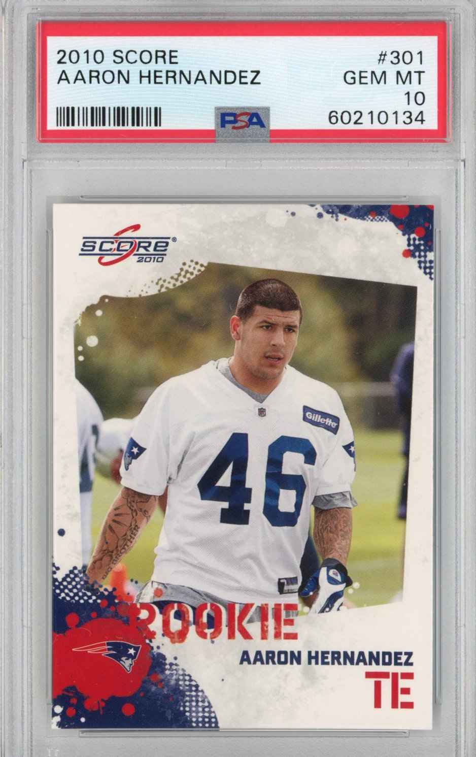 Graded 2010 Score Aaron Hernandez #301 Rookie RC Football Card PSA 10 Gem Mint